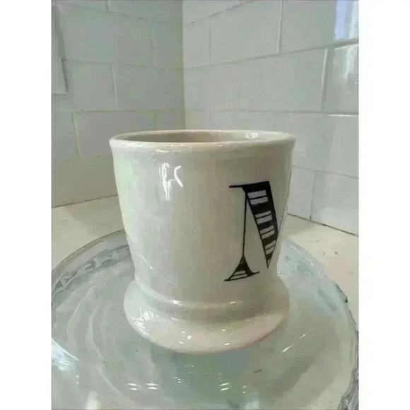 Anthropology Monogram Initial Letter "M” White Black Coffee Mug Cup Tea 16 fl oz - Picture 6 of 9